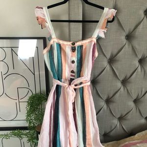 Jcrew linen midi dress with color strips